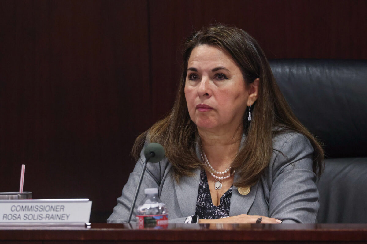 Nevada Gaming Commissioner Rosa Solis-Rainey during a meeting in Las Vegas on Thursday, Feb. 23, 2023. (Jeff Scheid/The Nevada Independent)